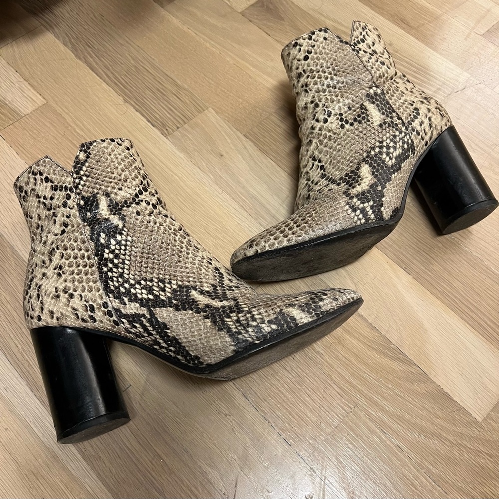 Maje Embossed Python Booties - image 1